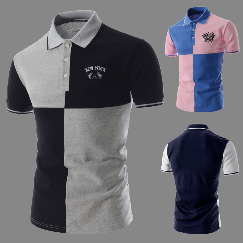 2015 new font b men s b font fashion personality color short sleeved POLO font b