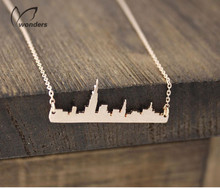 2015 Fashion New York NY City Skyline Necklace Dainty Women Minimalist Jewelry City View Charm Bridesmaid