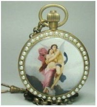 Perfect Mosaic Pearl Mechanical Pocket watch free shipping