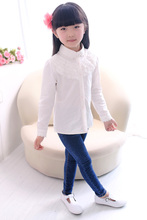 Girls White Blouse 100 Cotton Lace School Girl Blouse For Girls Long Sleeve Shirts Spring Autumn