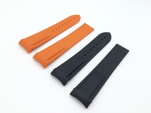 20 mm nuevos hombres naranja o balck correa para reloj caucho de silicona watch band curved end for omegawatch Planet Ocean 45 y 42 mm