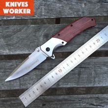 Nueva calidad superior Browning FA19 plegable que acampa cuchillo táctico de los cuchillos mango de madera caza exterior 5Cr15Mov regalo OEM