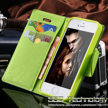 Etui portfel do iPhone 5 5S skóra PU miejsce na karty kolory