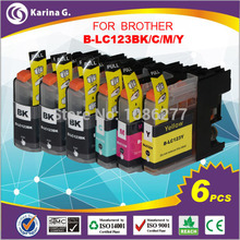 multipack 6PK inkjet cartridge for brother LC123 for mfc-J4510DW MFC-J4610DW 3 black and 3 colour pack