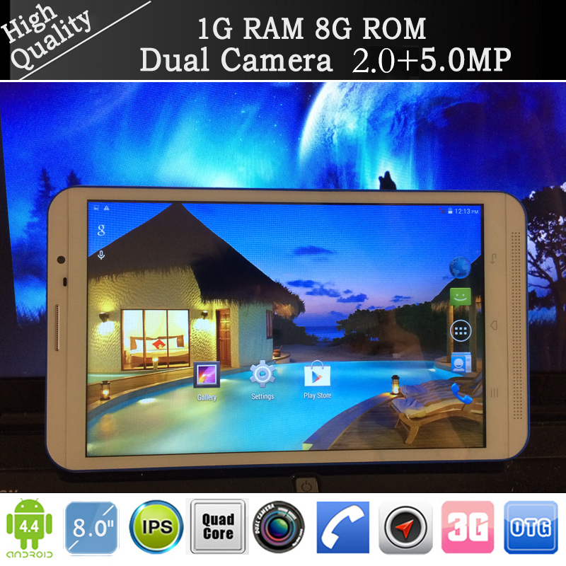 new 8 Tablet pc Quad Core MTK6582 Andriod 4 4 IPS 1280 800 1GB 8GB Dual