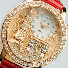 Fashion Watches Women Luxury Brand Gogoey Rhinestone Quartz Watch Crystal Eiffel Tower Ladies Dress Wristwatch Relogio Feminino