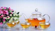 drinkware 600ml glass teaset kettle tea set including 4 double wall cups heat resistant glass pot