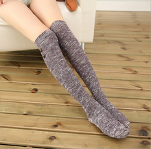 fastener top thigh high over knee high quality mix colorful cotton yarn autumn winter knitted ladies women brand stocking
