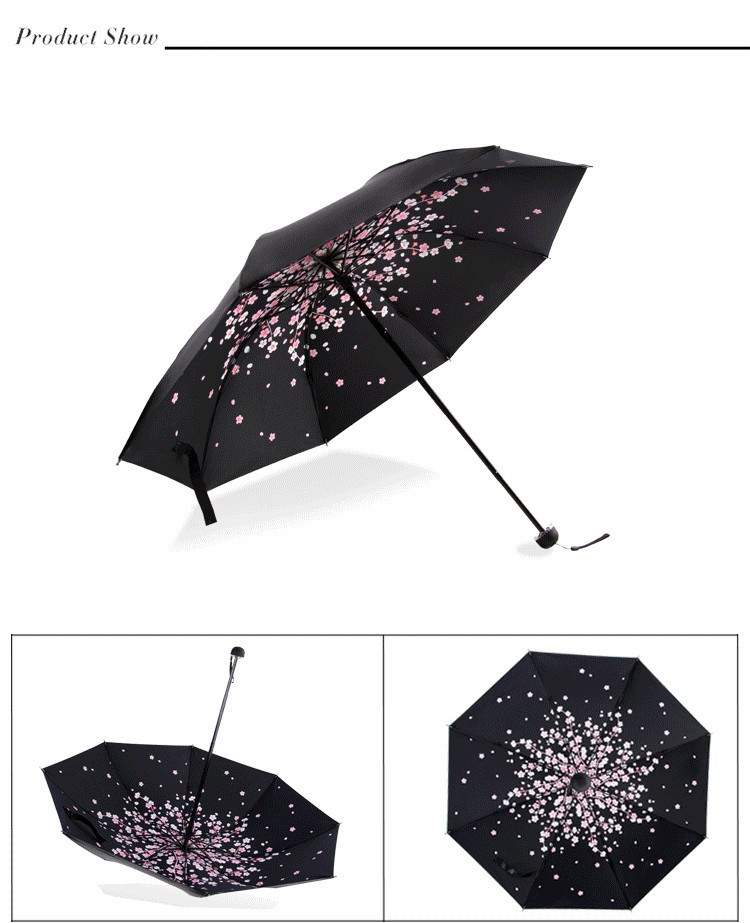 2016 High Quality Man Woman Fashion Beautiful Sakura Rain Umbrella 3 Fold Anti Uv Fashion Windproof Free Shipping HI01 (5)