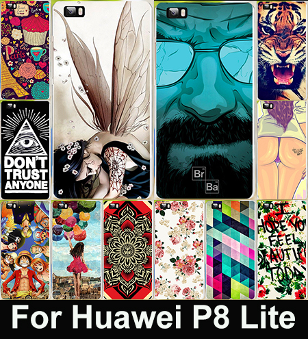 Cute Cartoon Painted Mobile Phone Case Huawei p8 Lite Colorful Protective Case Capa Funda For Huawei
