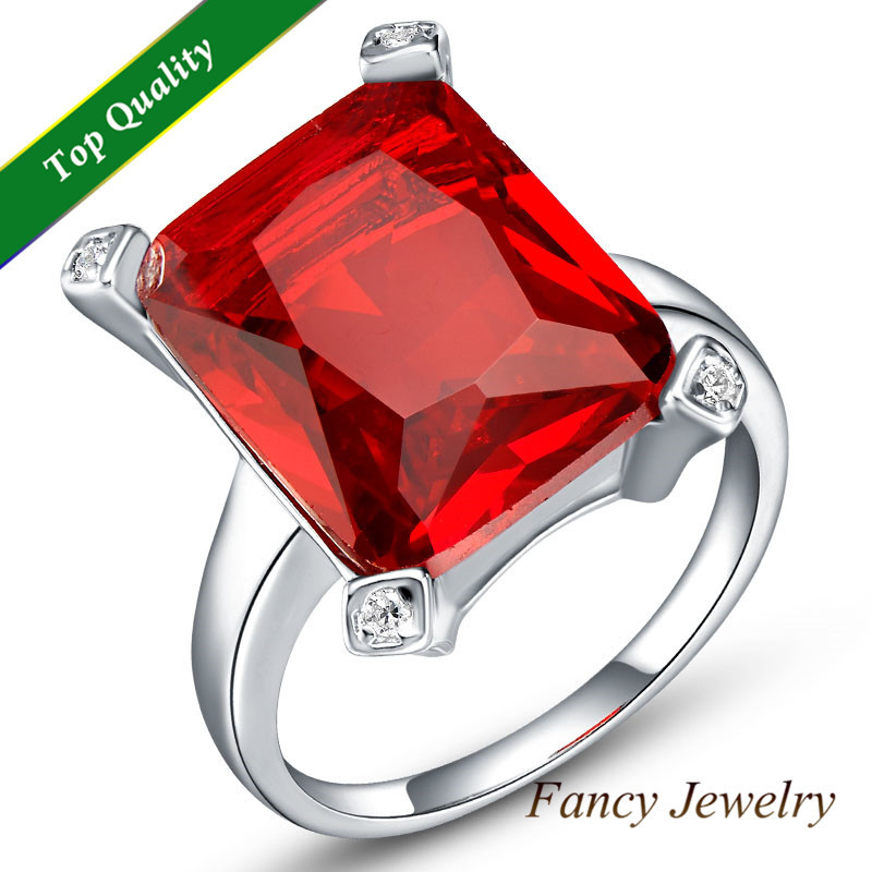  Garnet Ruby Simulated Diamond Crystal Geometry Big 925 Silver Round Rings anillo Jewelry for Wedding