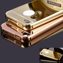 Для iphone 4 бампер чехол золотисто-покрытие алюминиевая рама + зеркало акриловая задняя крышка чехол для iphone 4 4S металлического алюминия чехол