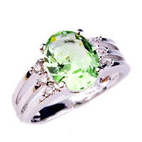 Trendy Elegant Pure Jewelry Light Green Amethyst 925 Silver Fashion Ring Size 6 7 8 9 10 For Free Shipping Wholesale