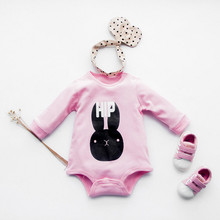 pink little rabbit 100%Cotton long Sleeve Clothing Similar Jumpsuit Printed Baby Boy Girl Bodysuits 2016new baby girl clothes