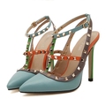 Women sexy Rivets high heels sandals rivets pointed toe high heels shoes for women thin heels