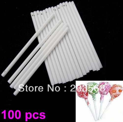 100 pcs Pop Sucker Sticks Chocolate Cake Lollipop lolly Candy Making Mould White Free Shipping