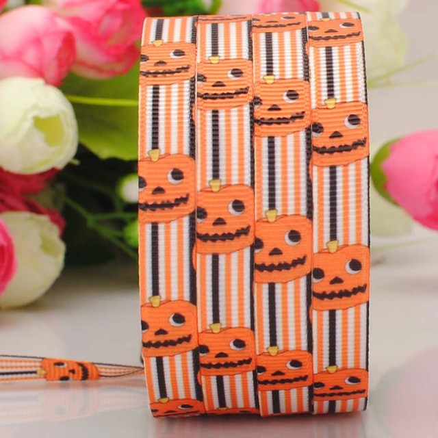 20Y 3/8"9mm new hot Halloween ribbon cartoon printed grosgrain ribbon DIY ployester ribbon