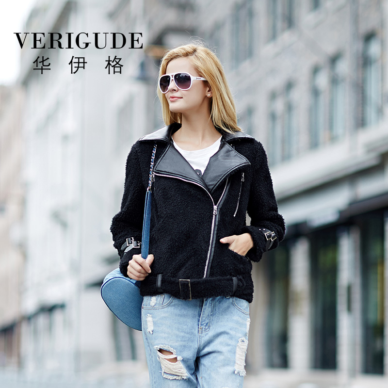 Veri Gude Women Faux Fur Jacket for Winter Asymmetrical Zipper Front Faux Lamb Fur Material