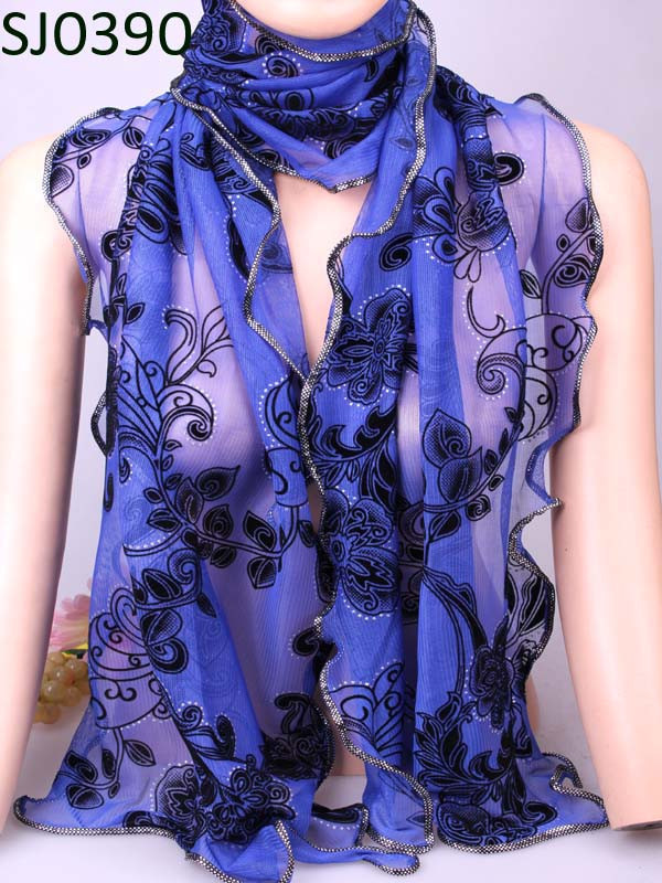 Vintage Warm More Colorful Flower Bohemian Shape Chiffon Silk Rayon Microfiber Scarves Wraps Shawl For Women