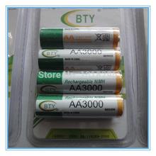 High quality rechargeable battery BTY boxed 4pcs AA 3000mAh 4pcs AAA 1350mAh LCD Charger
