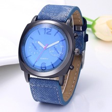New fashion denim fabric strap sport watches casual quartz analog watches men watch montre homme clock hour relogio masculino