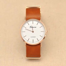 2015 new Style Geneva slim belt watch simple scale men watches