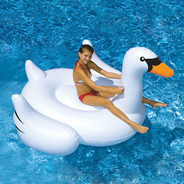 Белый озеро плавание воды гостиная ребенком пул гигантский верхового лебедь надувные поплавок игрушка высокое качество