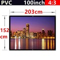 whole sale 100 Inch 4 3 PVC Fabric Matte With 1 1 Gain projection screen Wall