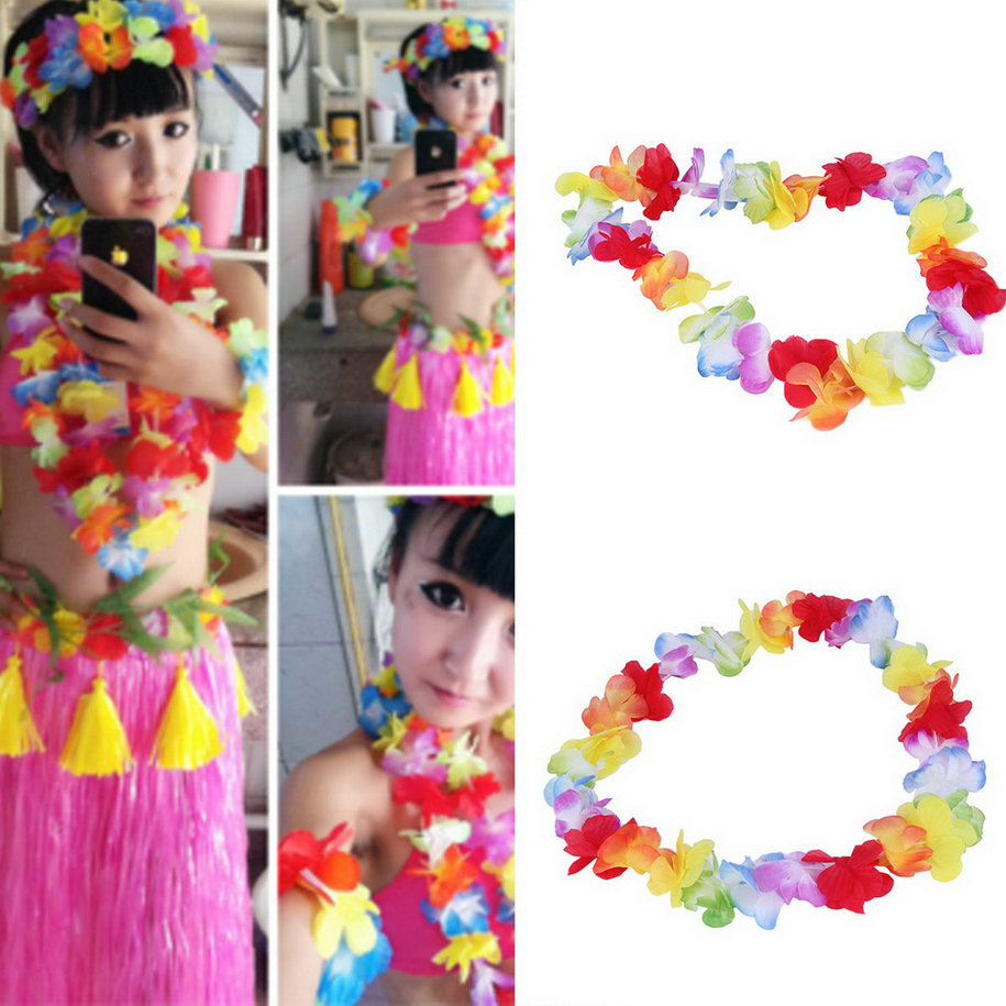 1pc Colorful Flower Garlands Hawaiian/Tropical Party Fancy Dress Necklace