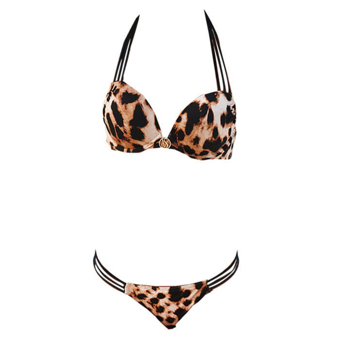 2015 Free Shipping Zebra Leopard Swimwear Women Padded Boho Fringe Bandeau Bikini Set New Swimsuit Lady Bathing suit (5)