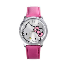 Cute Children s Watch Cartoon hellokitty PU Leather Wristwatch hour clock Quartz Wrist Watch for Girl