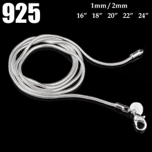 1mm 16inches Hot sell 925 sterling silver jewelry men women chain necklace for pendant Wholesale Jewelry Lowest price