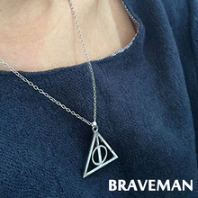 Braveman Movie Harry Potter Deathly Hallows Charms Pendant Necklaces Triangle Silver Long Chain Necklace Men Jewelry