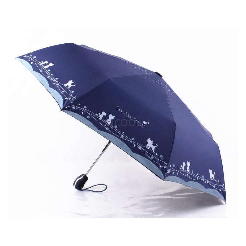 Cat and Flowers Windproof Ultralight Sun Rain Automatic Folding Umbrella Rain Women Umbrellas Lady Umbrella parasol