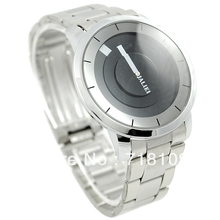 Plata Metal hierro pulsera de cuarzo negro Dial tocadiscos Digital Boy para hombre