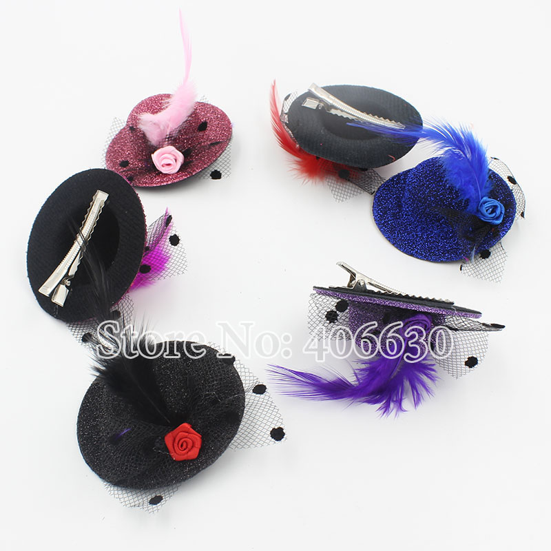 Mini Top Hat, 7cm in diameter, Hairclip Fascinator, Wedding bridal gift, 6 Colors, 36pcs/lot, Free Shipping by China post