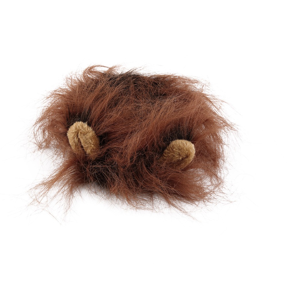 Pet Cat Dog Emulation Lion Hair Mane Ears Head Cap Autumn Winter Dress Up Costume Muffler Scarf (5)
