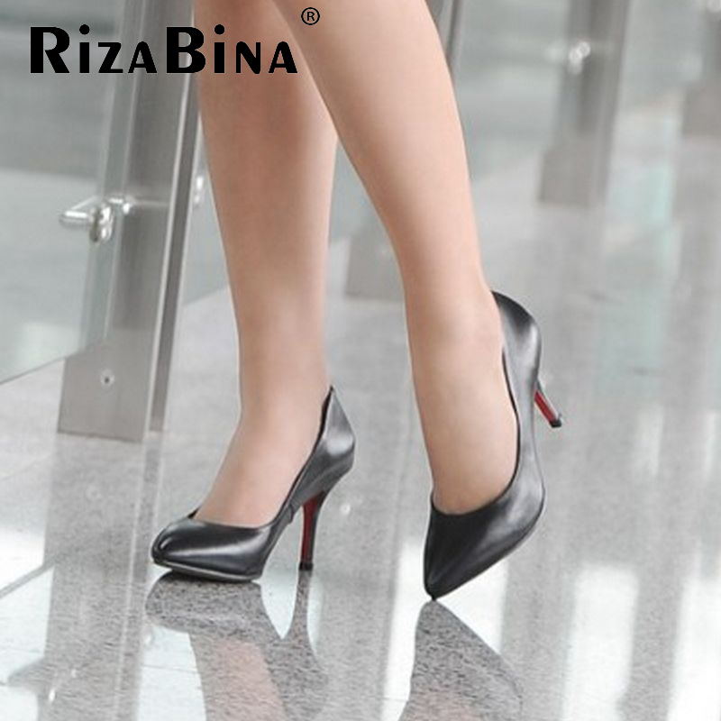 Фотография size 33-42 women real genuine leather  high heel shoes pointed toe sexy heels fashion pumps lady heeled shoes R08387
