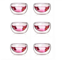 New Arrival Hot Sale 6pcs/Set Wall Glass Tea Cup Double Layer Glass Cup Vacuum Cup