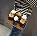 Cute 2017 New Design plush bear women s handbag bag fashion chain bag personalized one shoulder