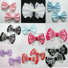 10Pcs organza satin ribbon Bow Appliques Craft DIY Wedding A01