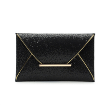 New brand 2016 Womens Sequins Envelope Bag Evening Party Purse Clutch Handbag Black