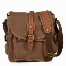 School Shoulder Bag Casual Crossbody Bags Vintage Canvas Leather Messenger Bags Travel Satchel Khaki/Army Green/Coffe for Men