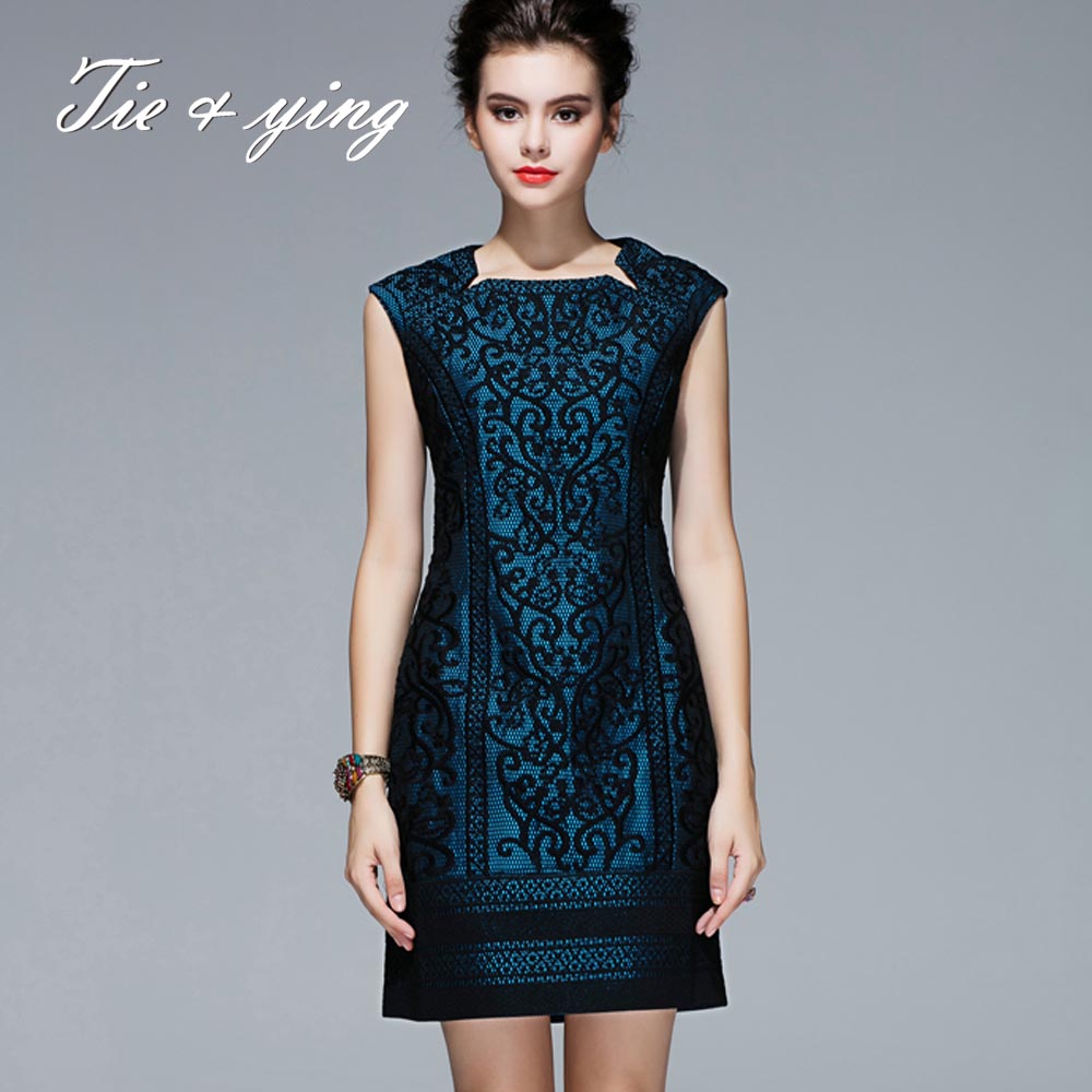 New year dresses women brand 2015 autumn and winter Chinese style  royal vintage embroidery sleeveless puls size  ladies dresses