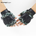 LongKeeper Semi finger Army Gloves Military Camo Tactical Gloves Gym Mittens for Men Workout Latex Guantes
