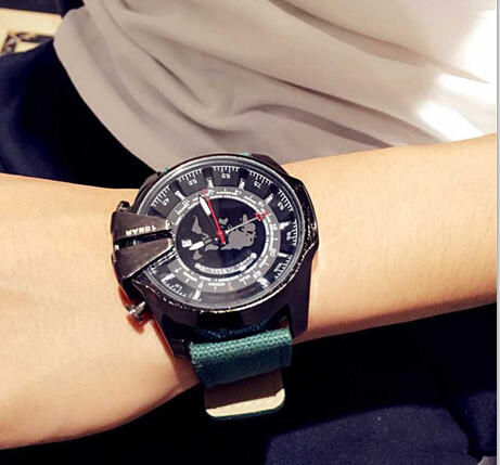 big dial fashion four pins g watches die seler relogio boat green canvas strap band U
