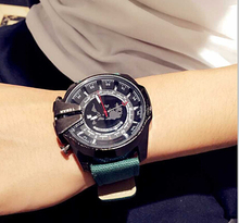 Moda grande del dial cuatro clavijas g relojes die seler relogio barco correa de lona verde banda U para hombre Original Shocked relojes del deporte