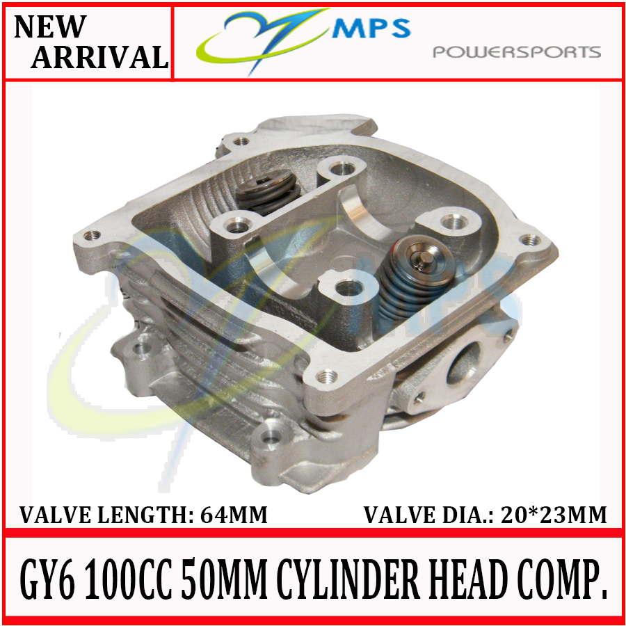 GY6 100cc 50mm cylinder head assy with 20 23 64mm valves installed for 4 stroke 139QMB