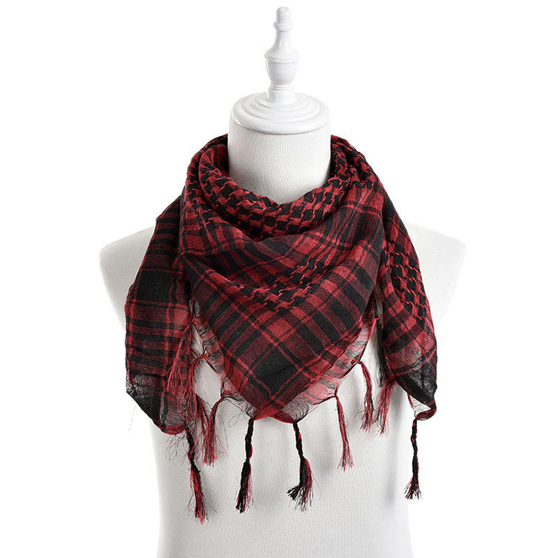 New Arab Shemagh Tactical Palestine Light Polyester Scarf Shawl For Men Fashion Plaid Printed Men Scarf