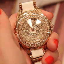 2015 NEW women fashion watch luxury Rose gold crystal diamond bracelet watches Ceramic Strap dress watch women rhinestone watch